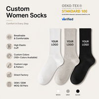 Kaos Kaki Wanita Katun OEM Custom Fashion, Model Crew Solid Serbaguna, Ramah Lingkungan, Bernapas, Cepat Kering, Kasual, Olahraga, Pemakaian Sehari-hari