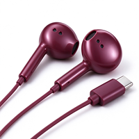 Écouteurs filaires USB-C semi intra-auriculaires bordeaux, son stéréo clair, pour le divertissement quotidien et une utilisation portable