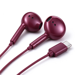 Audífonos Intrauditivos Semi Inalámbricos USB-C Color Borgoña, Sonido Estéreo Nítido, para Entretenimiento Diario y Uso Portátil - Product Image 3