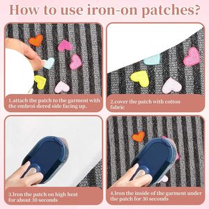 62 Pcs Mini Tim Sắt Trên Decal Đầy Màu Sắc Trái Tim Vá Sắt Trái Tim Các Bản Vá Lỗi Appliques Cho Quần Áo Ăn Mặc Hat Jeans Tự Làm Ba Lô - Product Image 6