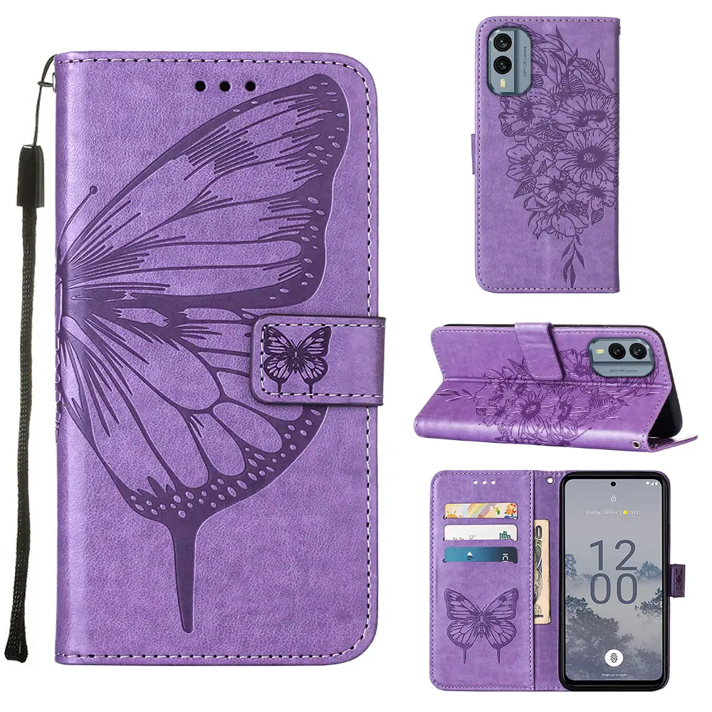 Embossed Butterfly Wallet Leather Phone Case For Nokia C31 X30 G100 C200 C100 G400 G21 G11 G300 G50 C20 Plus C01 Card Slots