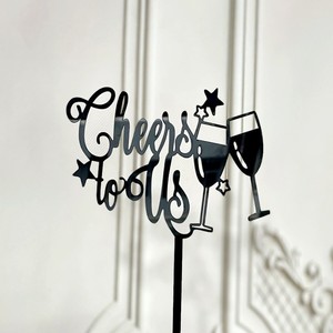 Decorazione per <span class=keywords><strong>Torta</strong></span> in Acrilico 'Felice Anno Nuovo', Calice di Vino 'Cinque Anni di Felicità', Decorazione per <span class=keywords><strong>Torta</strong></span> di Capodanno, Accessori per Feste - Product Image 3