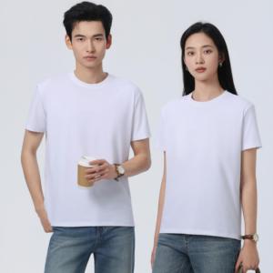 เสื้อยืดคอกลมคลาสสิค ผ้าไชน์ลอนผสมสแปนเด็กซ์ สีขาวล้วน ไซส์พลัส เนื้อผ้าหนา พิมพ์ลายดิจิตอลตามสั่ง สำหรับผู้ชาย - Product Image 6