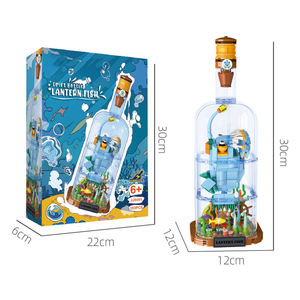 Ensemble de 4 jouets de construction pour enfants en forme de bouteilles de mer profonde, avec poissons-clown, hippocampes, poulpes et poissons-loups, veilleuse LED, décoration d'intérieur, cadeau - Product Image 6