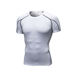 T-Shirt da <span class=keywords><strong>uomo</strong></span> con stampa personalizzata aderente a compressione sportiva da palestra t-Shirt da <span class=keywords><strong>uomo</strong></span> in poliestere Spandex Slim Fit - Product Image 5