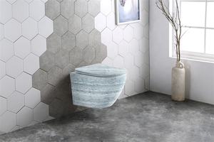 Inodoro suspendido de mármol colorido con asiento de cierre suave para baño, suministro a granel, artículos sanitarios - Product Image 2