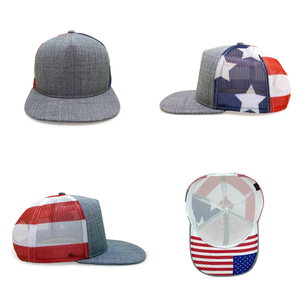 Unisexe Chic All Over-Drapeau Broderie Écusson Casquette de Baseball Logo Personnalisé 5 Panneau Toile Couvre-chef avec Snapback Uni Bleu-Vente en Gros - Product Image 4