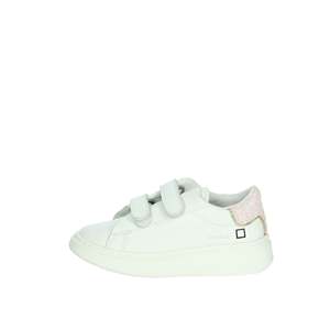 D.A.T.E. Sneakers da Ragazza Bianche e Rosa con Chiusura in Velcro, Scarpe di Tela alla Moda - Product Image 1
