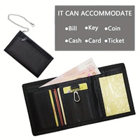Dompet Pria dengan Rantai Anti Maling - Dompet Lipat Tiga Kanvas Tahan Lama untuk Pria, Tempat Kartu Olahraga dengan Kantong Koin Ber-resleting
