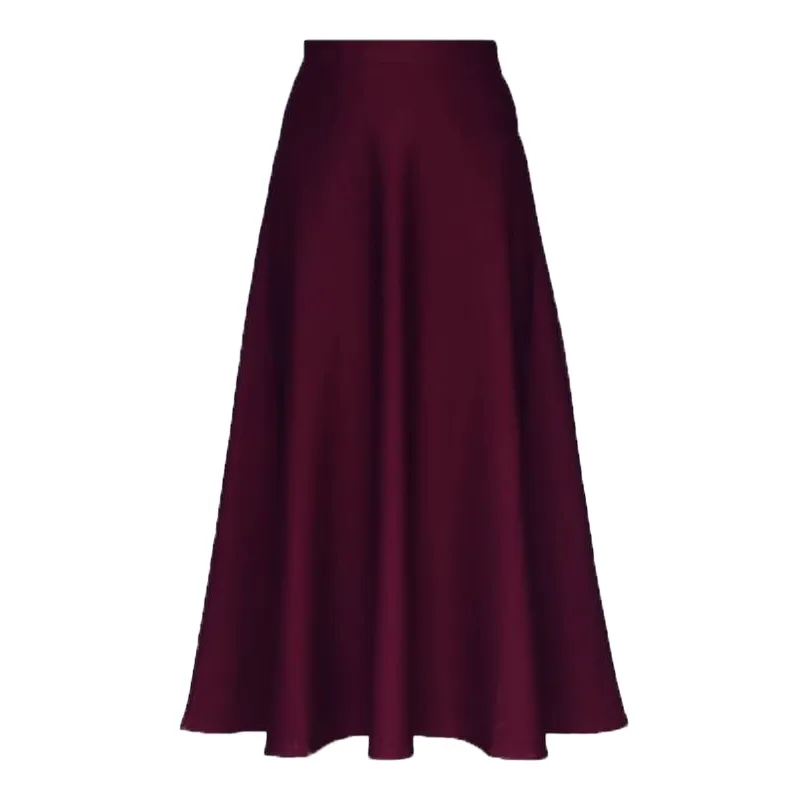 2021 New High Waist Elastic Mid Length Skirt Autumn Winter Polyester Skirt