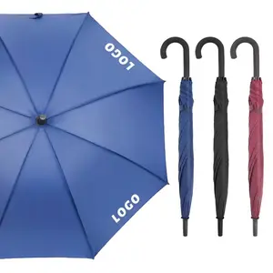 Guarda-chuva infantil barato com alça J 8K grande 23 polegadas, preto, pongee, cor reta, adorável, guarda-chuva infantil para crianças