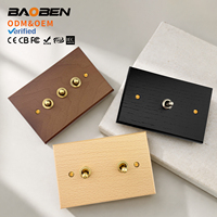 BAOBEN Sakelar Kayu Solid Motif Serat Kayu 118 Standar Amerika, Sakelar Tekan Kuningan, Pelat Dinding Pengisi Daya USB