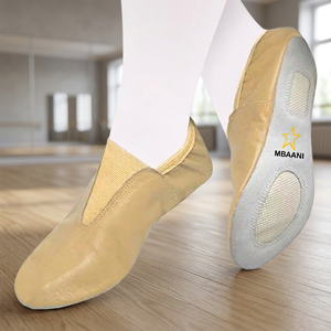 Zapatos de Ballet Suaves para Mujer MBAANI, Color Bronceado, Suela Partida, Zapatos de Baile Jazz Planos, con Tiras Cruzadas Elásticas de Cuero - Product Image 5