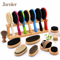 Brosse à vagues 360 JARNIER pour hommes, en bois, moyenne, courbée, pour barbe et cheveux, poils de sanglier durs, personnalisable avec logo, vente en gros