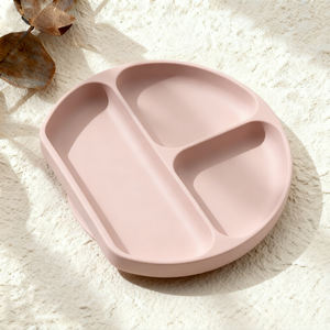 Usine de haute qualité en gros bébé alimentation ronde en forme d'aspiration <span class=keywords><strong>Silicone</strong></span> assiette tasse bavoir cuillère sucette bébé alimentation ensemble - Product Image 2