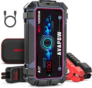 Démarreur de saut de voiture de grande capacité 20000 mAh AVAPOW A9 Max/A37 4000A PD60W IN/Output jump starter voiture batterie externe