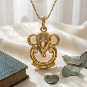 Collier pendentif Ganesha classique de luxe avec diamant naturel plaqué or pour article personnalisé certifié - Product Image 3