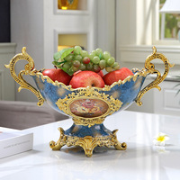 Assiette à fruits d'art populaire européen en résine époxy, ensemble de trois pièces, sculpture artistique personnalisée, figurine de luxe pour table basse de salon