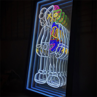 Miroir infini personnalisé avec figurine de dessin animé, miroir abyssal, miroir mural LED infini, ours en peluche, enseignes décoratives au néon
