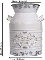 Vase shabby chic, bidon à lait en métal galvanisé, pot antique pour la décoration de la maison, pots décoratifs pour l'intérieur et l'extérieur, pots à fleurs pour jardin.