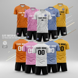 Prix de gros Kits de football personnalisés pour équipes, ensemble complet imprimé en couleur, respirant, séchage rapide, manches courtes, été - Product Image 2