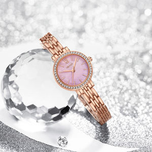 NIBOSI 2555 Mineral Glass Mirror Fashion Stainless Steel Ladies Quartz Watch Customize Logo Small Dial Diamonds Women <b>Wristwatch</b> - Product Image 3