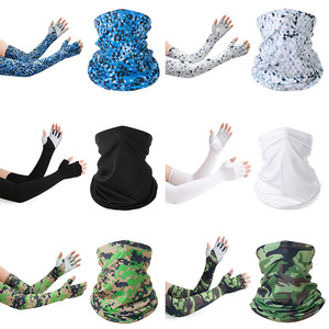 Cycling Arm Sleeves With Neck Warmer Unisex Ice Silk Sun Protection Outdoor Summer Long Sleeve Gloves Half Finger - Product Image 5