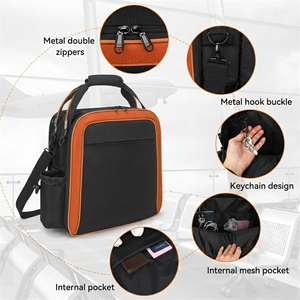 Conjunto de Bolsa de Vuelo Clásica para <span class=keywords><strong>Piloto</strong></span>, Profesional, Negra, Portátil, de Poliéster, con Cierre de Cremallera, Gran Capacidad - Product Image 2