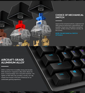 Logitech G512 Lightsync RGB clavier de jeu mécanique carbone anglais mise en page <span class=keywords><strong>GX</strong></span> interrupteur bleu boîtier en aluminium brossé - Product Image 6