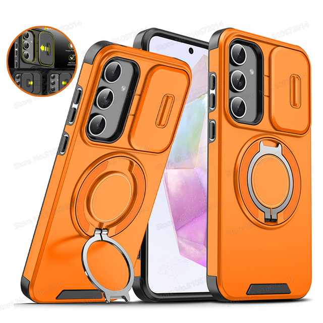 Magnetic Phone Case For Samsung Galaxy A55 A56 A36 A26 A54 A14 A35 A25 A15 A16 5G Folding Bracket Slide Camera Protection Cover