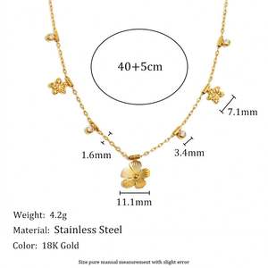 Collection de colliers à pendentif en chaîne fine avec pompon, en acier inoxydable plaqué or 18 carats, style luxe léger et raffiné, vente chaude - Product Image 2