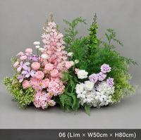 WG261009 Chemin de table floral en soie blanc et vert style jardin sauvage, rangée de fleurs artificielles de clématites et marguerites pour scène d'événement et photomaton