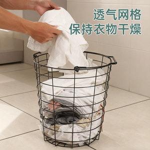 Iron <b>Laundry</b> <b>Basket</b> 2 Tier Round Black Wheeled Clothes Organizer For Bathroom Household Use - Product Image 4