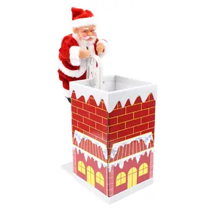 Escalade père noël cheminée poupée jouet électrique avec musique pour enfants cadeaux de noël décorations de nouvel an