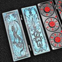 Ensemble de dés métalliques DND 7 en 1, bleu ciel pailleté, avec design de dragon sculpté à la main, dans une boîte en fer magnétique, adapté pour les jeux de rôle comme Dungeons and Dragons