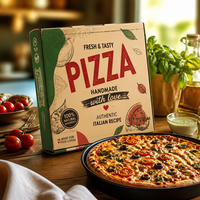 Boîte à pizza en carton ondulé, design plat, carton blanc, emballage de vente au détail pour pizzeria, commandes en gros pour les commandes de pizzeria