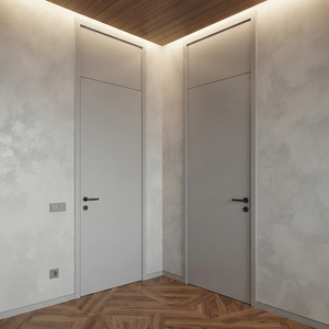 Porte intérieure moderne minimaliste en HPL avec cadre gris mat alliant élégance contemporaine et savoir-faire durable. - Product Image 3