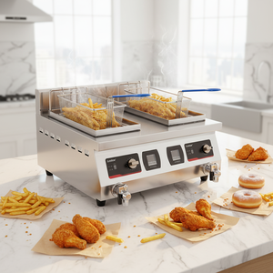 Friteuse à induction commerciale de comptoir Lestov pour food truck, double cuve 2*8L, modèle LT-TZL-S135, pour friture profonde de dinde - Product Image 1