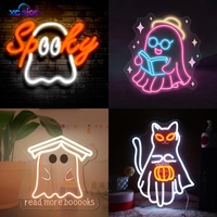 Bande lumineuse LED néon blanche fantôme d'Halloween pour écoles, bars, hôtels, publicité et décoration de fête – Fixation murale et suspendue