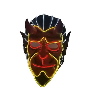 Rave Party Masker El Wire Glow Halloween Gezichtsmasker Duivel Masker Voor Feesten