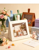 Boîte cadeau de banquet portable, recyclable, étanche, avec fermeture magnétique et fenêtre transparente, personnalisable, impression quadricolore, boîte simple