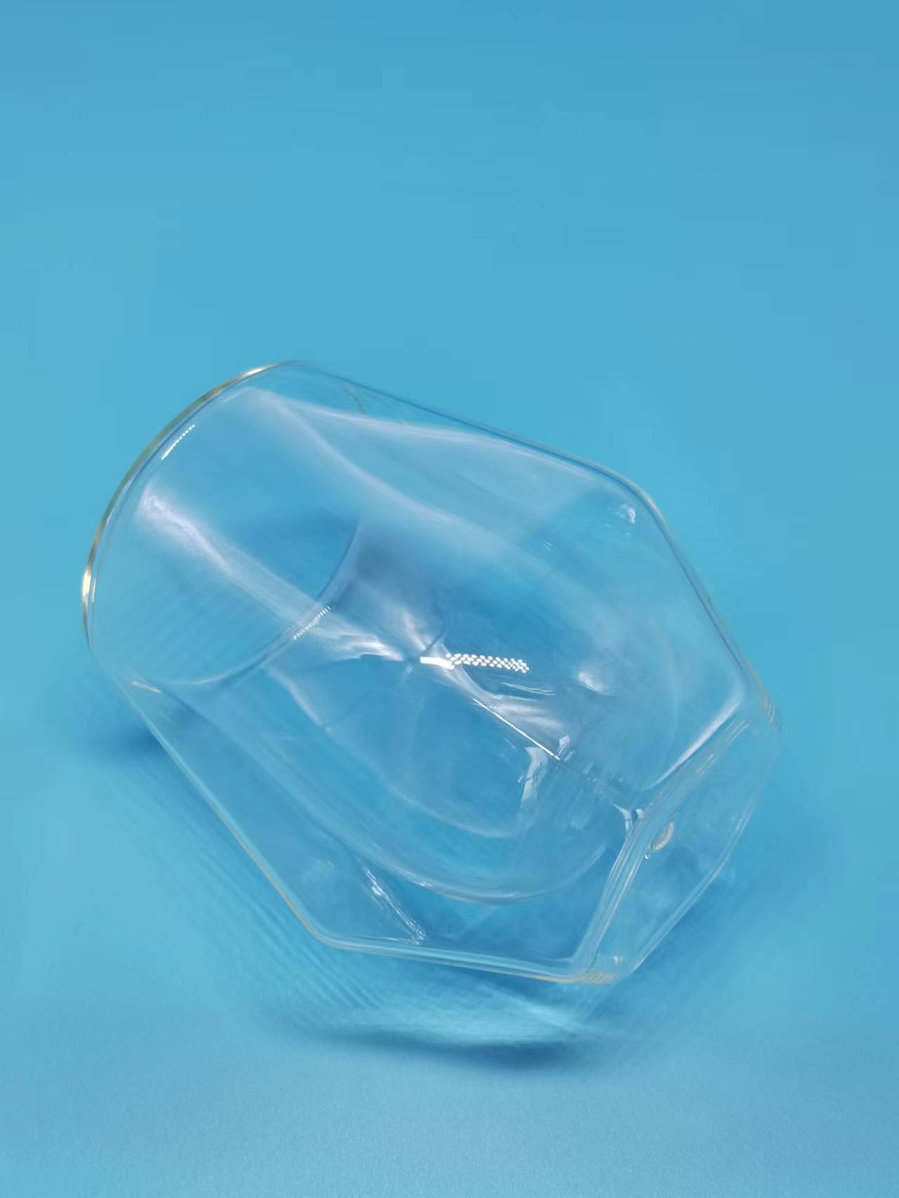 Hexagonal double wall cup borosilicate heat-resistant glass high translucent coffee cup