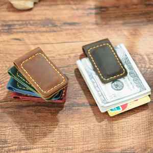 Clip Magnético para Dinero de Cuero Vacuno, Clip Magnético Vintage de Cuero Crazy Horse, Clip para Marcapáginas Cosido a Mano, Regalos de Bienvenida - Product Image 1