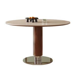 Ensemble de table à manger ronde victorienne pour petits appartements, usage domestique, plateau en marbre, bois massif, 4 chaises de salle à manger - Product Image 5