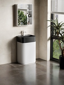Mueble de baño personalizable con lavabo integrado profundo para balcón, espejo LED inteligente de tamaño pequeño y de suelo a techo. - Product Image 2