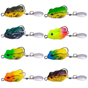 Cheap 2.5cm/3g Mini Frog Fishing Lures With Spoon Double Hooks Artificial  Fake Bait Soft Jump Frog Bait