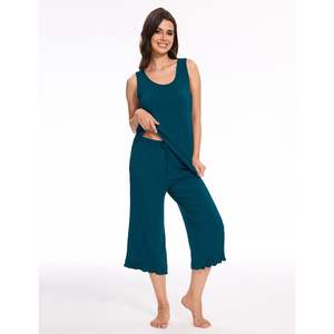 Ensemble de pyjama pour femmes, 2 pièces, débardeur en viscose de bambou, pantalon capri, vêtements de nuit, vêtements de détente, pyjama en modal pour femmes - Product Image 3