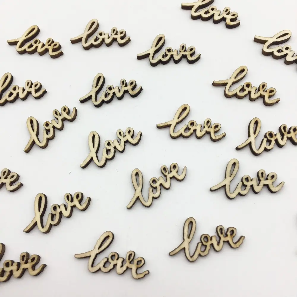 100pcs/bag 25mm Rustic Wooden Love Letters Craft Scrapbook Confetti Wedding Table Decorations