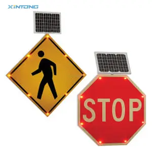 高速道路ソーラー道路交通標識停止信号八角形停止led点滅警告標識太陽エネルギー