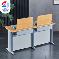 Bureau d'ordinateur à écran rabattable pour mobilier de laboratoire double siège pour école/poste de travail PC